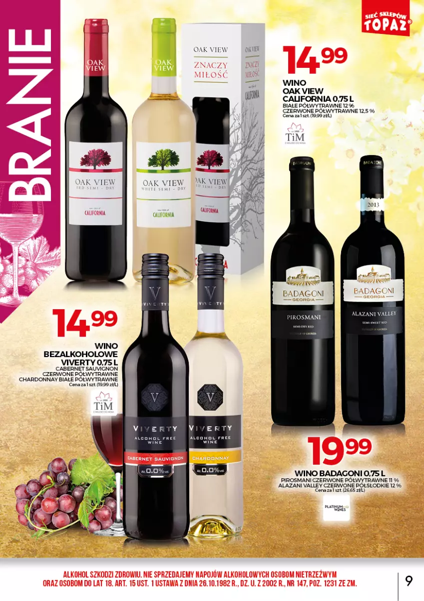 Gazetka promocyjna Topaz - Gazetka - ważna 02.05 do 31.05.2021 - strona 9 - produkty: Cabernet Sauvignon, Chardonnay, Wino, Wino bezalkoholowe