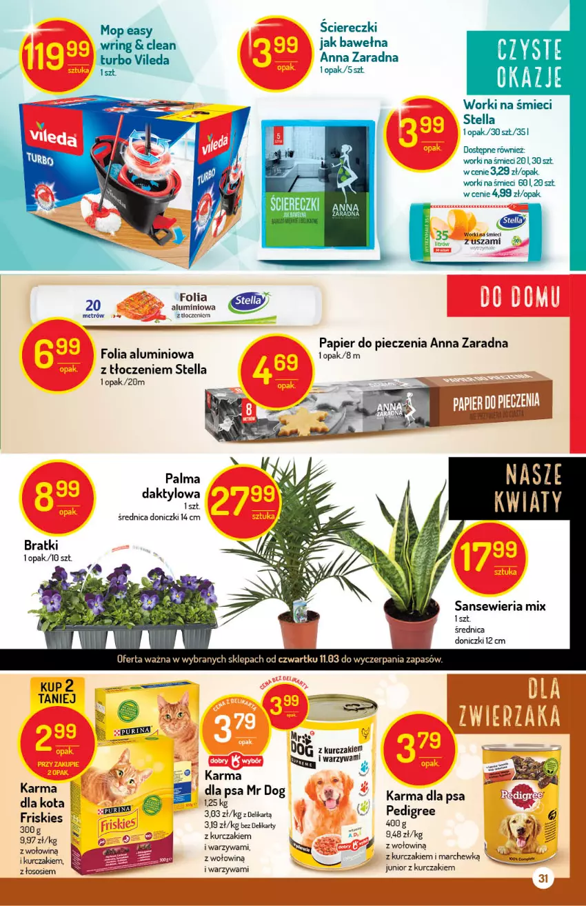 Gazetka promocyjna Delikatesy Centrum - Gazetka Delikatesy Centrum - ważna 11.03 do 17.03.2021 - strona 31 - produkty: Folia aluminiowa, Friskies, Kurczak, Mop, Palma, Papier, Papier do pieczenia, Pedigree, Piec, Sos, Vileda, Warzywa, Worki na śmiec, Worki na śmieci