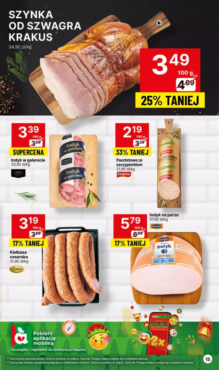 Gazetka promocyjna Delikatesy Centrum - Gazetka DC47 czw-sr - ważna 30.11 do 06.12.2023 - strona 15 - produkty: Gala, Gra, Kiełbasa, Krakus, Mobil, Pasztet, Rum