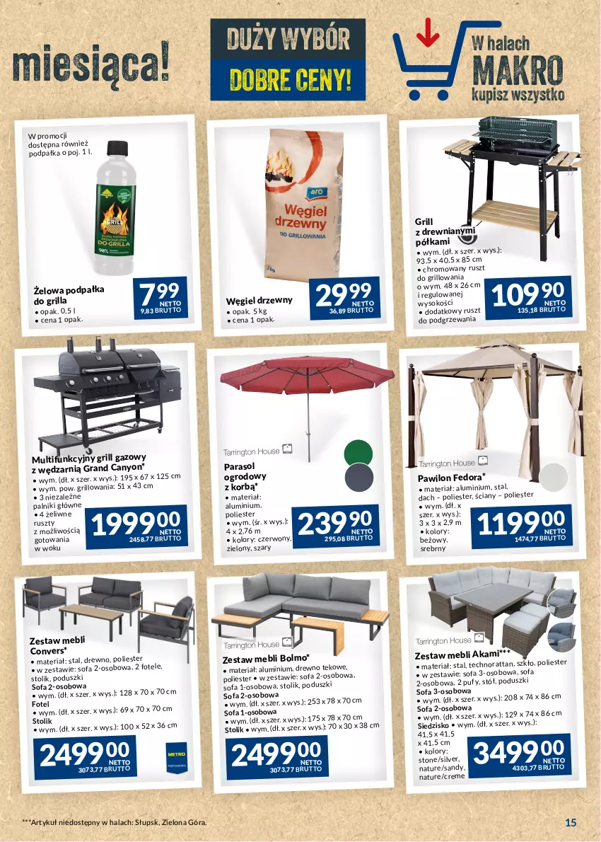 Gazetka promocyjna Makro - Najlepsze oferty - oferta z alkoholem - ważna 30.05 do 26.06.2023 - strona 15 - produkty: Fa, Fotel, Gra, Grill, Grill gazowy, Parasol, Półka, Puf, Siedzisko, Sofa, Sofa 2-osobowa, Sofa 3-osobowa, Sok, Stół, Stolik, Węgiel drzewny