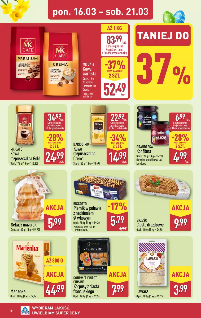 Gazetka promocyjna Aldi - Pełna oferta - ważna 16.03 do 21.03.2026 - strona 16 - produkty: Gra, Kawa, Kawa rozpuszczalna, Kawa ziarnista, Konfitura, Korpusy, Piernik, Sękacz