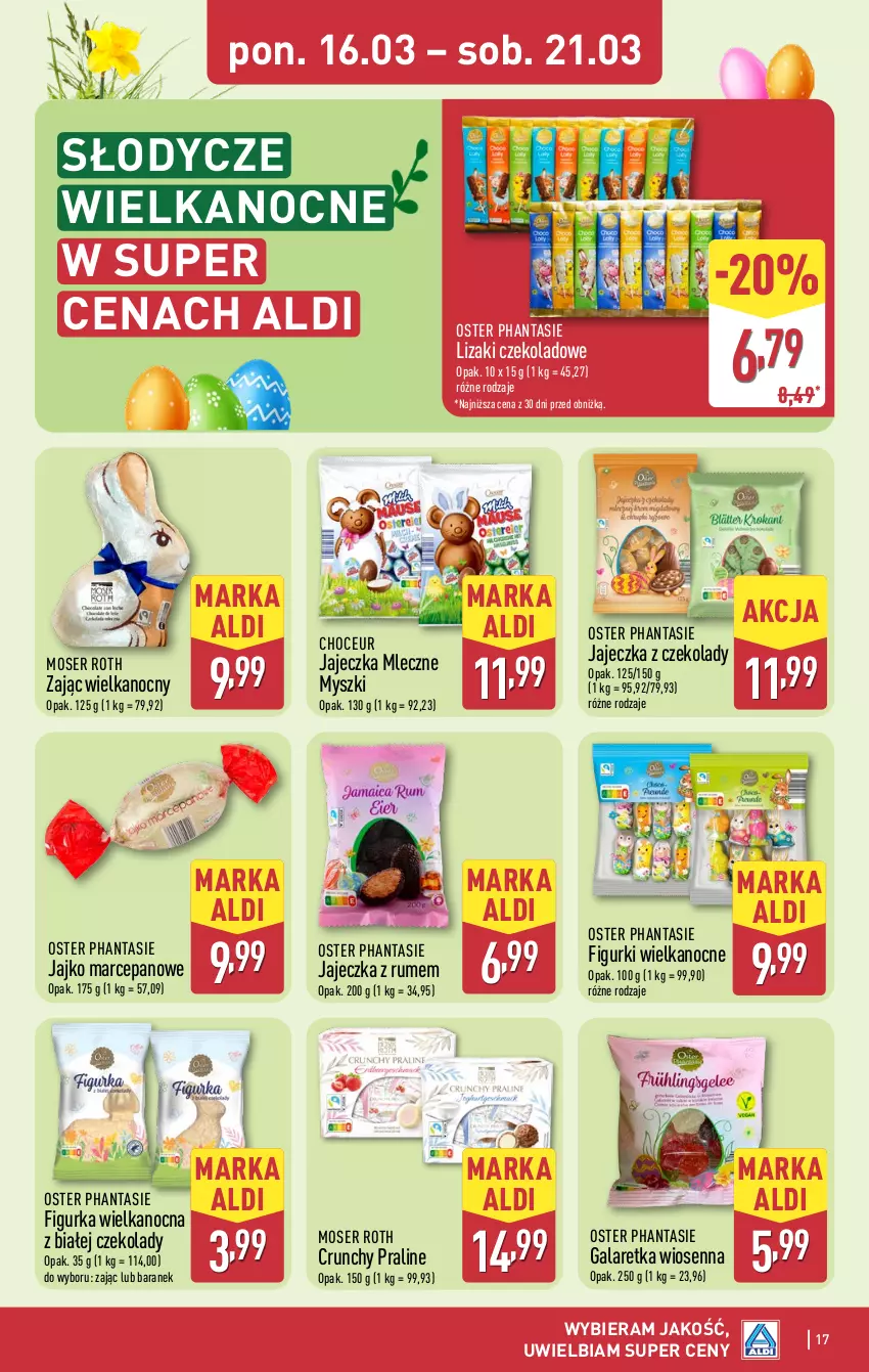 Gazetka promocyjna Aldi - Pełna oferta - ważna 16.03 do 21.03.2026 - strona 17 - produkty: Gala, Galaretka, Lizaki, Lizaki czekoladowe, Moser Roth, Mysz, Rum, Ser