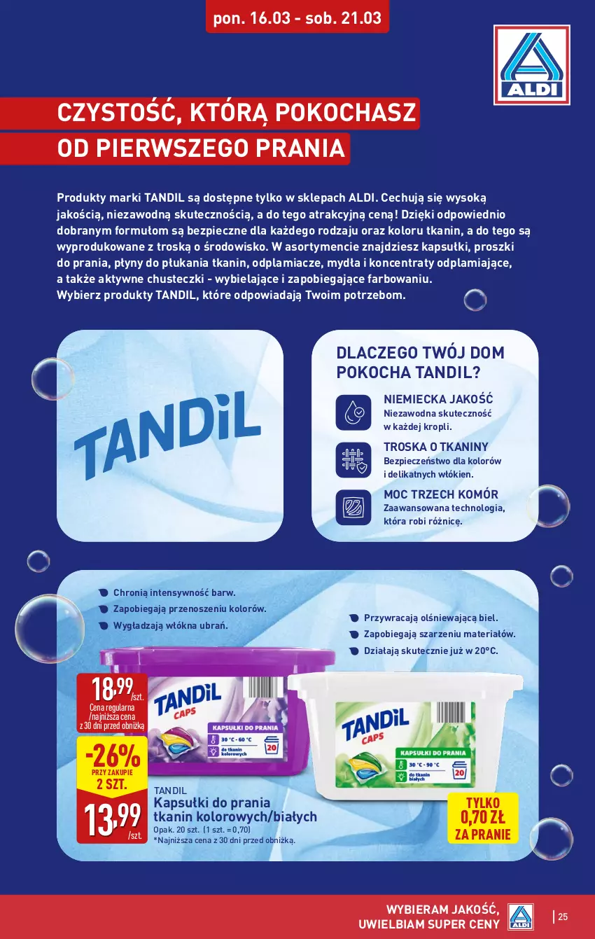 Gazetka promocyjna Aldi - Pełna oferta - ważna 16.03 do 21.03.2026 - strona 25 - produkty: Chusteczki, Fa, Kapsułki do prania, Koc, Odplamiacz, Piec, Sok