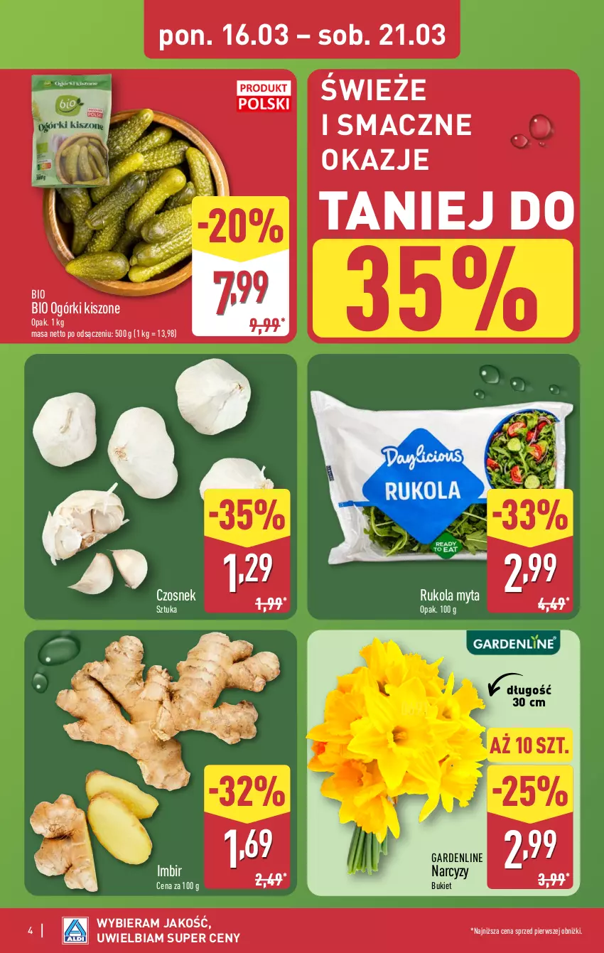 Gazetka promocyjna Aldi - Pełna oferta - ważna 16.03 do 21.03.2026 - strona 4 - produkty: Bukiet, Czosnek, Imbir, Narcyz, Rukola