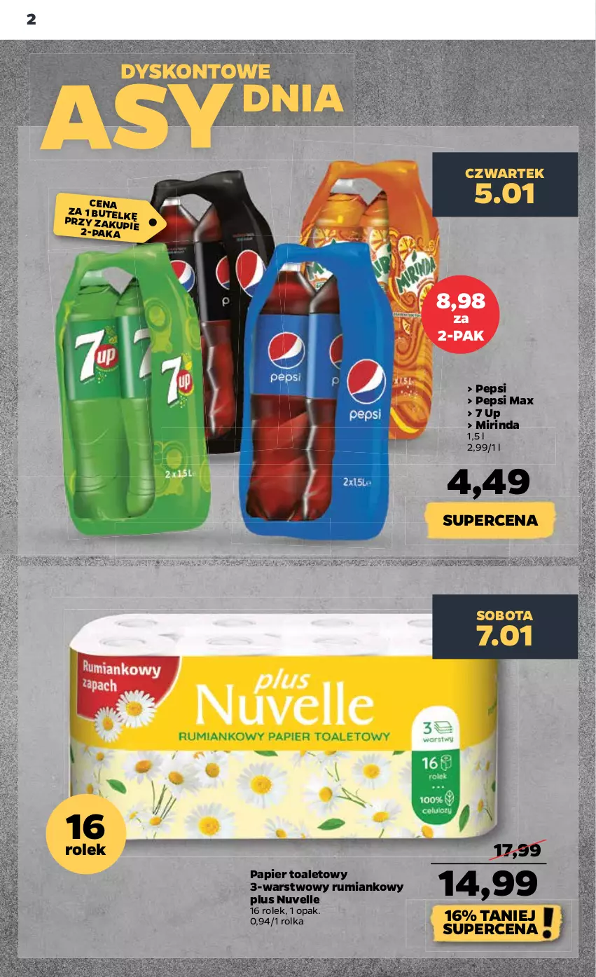 Gazetka promocyjna Netto - Artykuły spożywcze - ważna 05.01 do 11.01.2023 - strona 2 - produkty: Mirinda, Papier, Papier toaletowy, Pepsi, Pepsi max, Rum