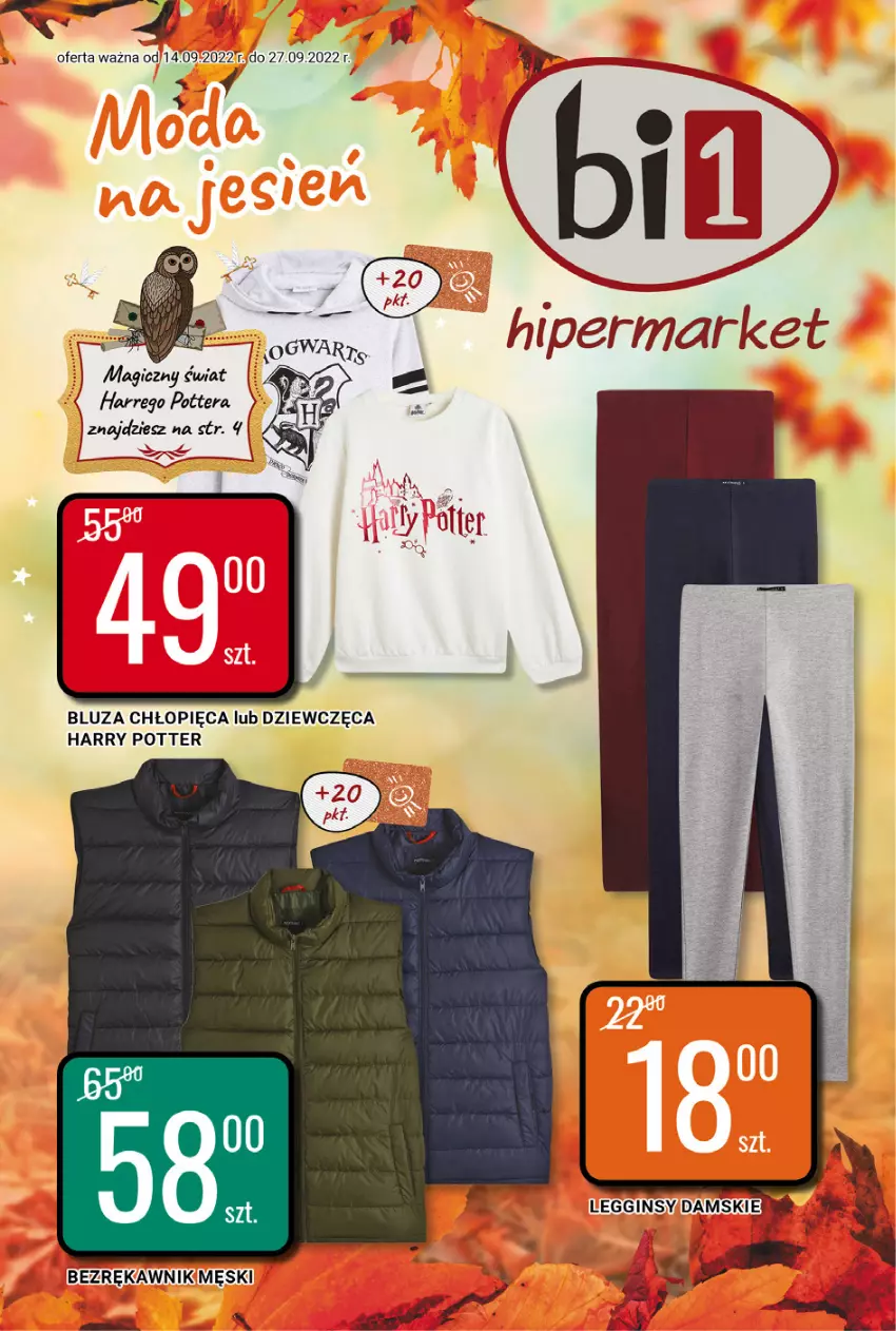 Gazetka promocyjna Bi1 - Moda na jesień - ważna 14.09 do 27.09.2022 - strona 1 - produkty: Bluza, Harry Potter, Tera