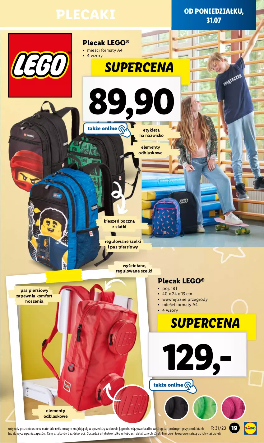 Gazetka promocyjna Lidl - KATALOG GOTOWI DO SZKOŁY - ważna 31.07 do 03.09.2023 - strona 19 - produkty: LEGO, Plecak