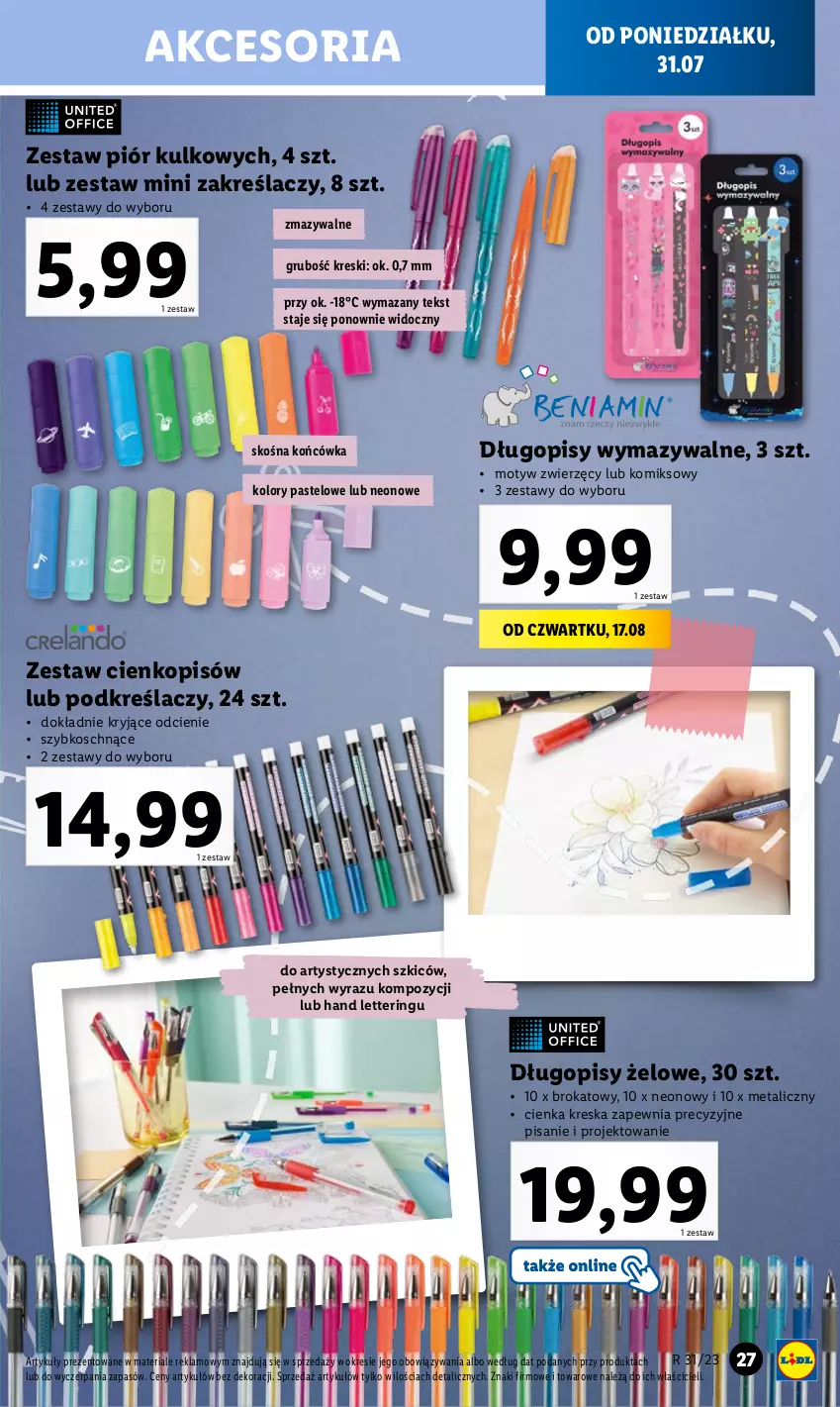 Gazetka promocyjna Lidl - KATALOG GOTOWI DO SZKOŁY - ważna 31.07 do 03.09.2023 - strona 27 - produkty: Długopis