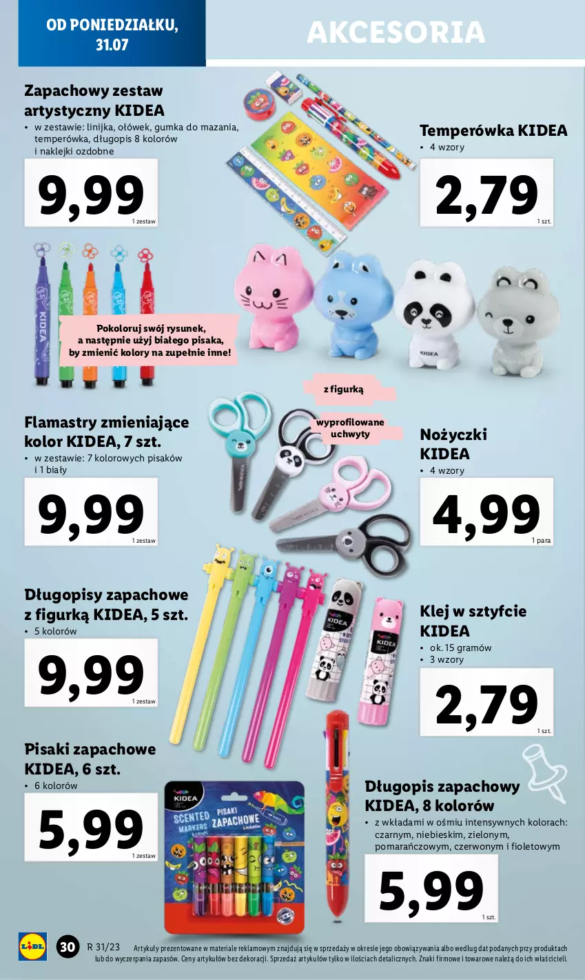 Gazetka promocyjna Lidl - KATALOG GOTOWI DO SZKOŁY - ważna 31.07 do 03.09.2023 - strona 30 - produkty: Długopis, Flamastry, Gra, Klej, Noż, Nożyczki, Uchwyty