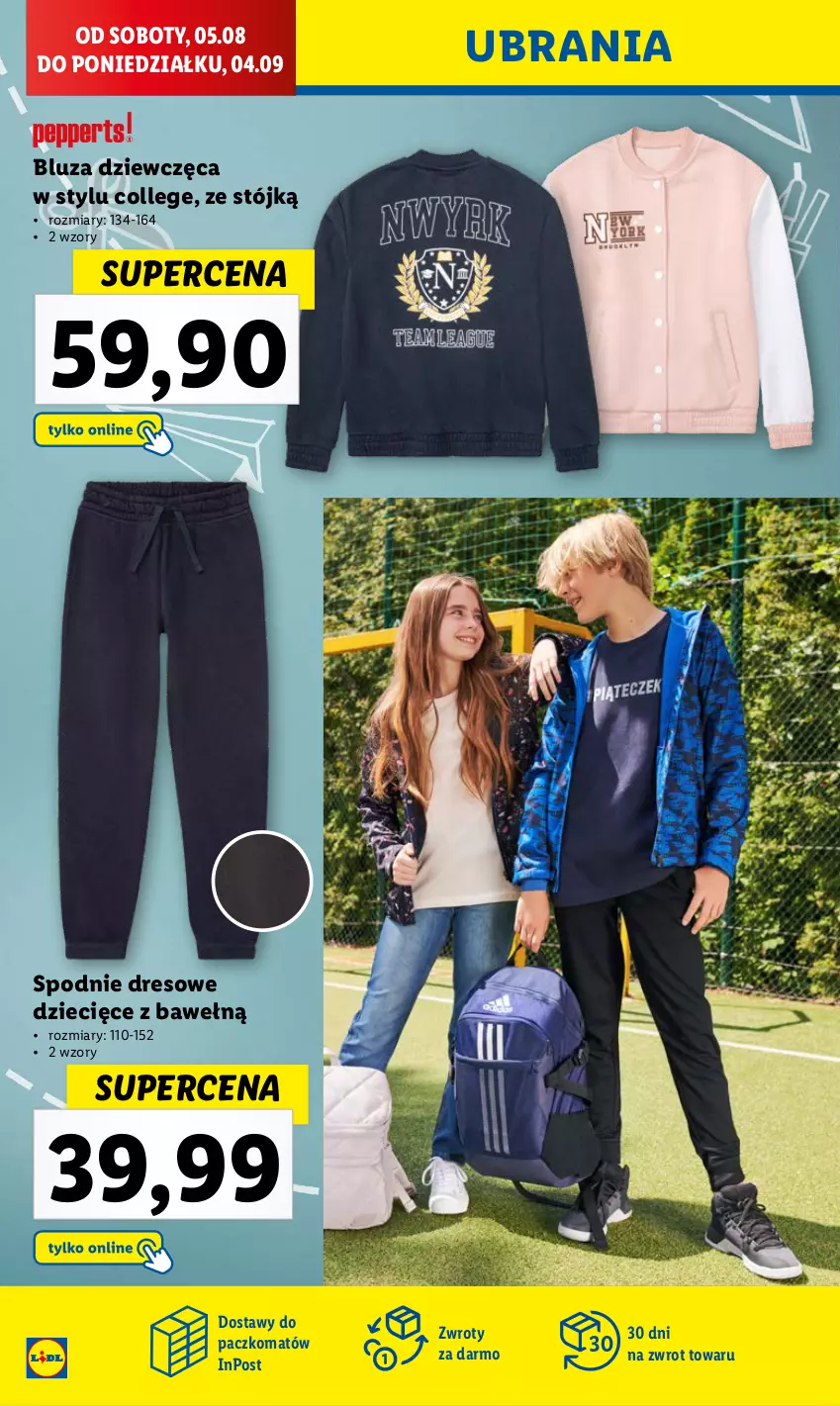 Gazetka promocyjna Lidl - KATALOG GOTOWI DO SZKOŁY - ważna 31.07 do 03.09.2023 - strona 46 - produkty: Bluza, Dres, Dzieci, Spodnie, Spodnie dresowe, Ubrania