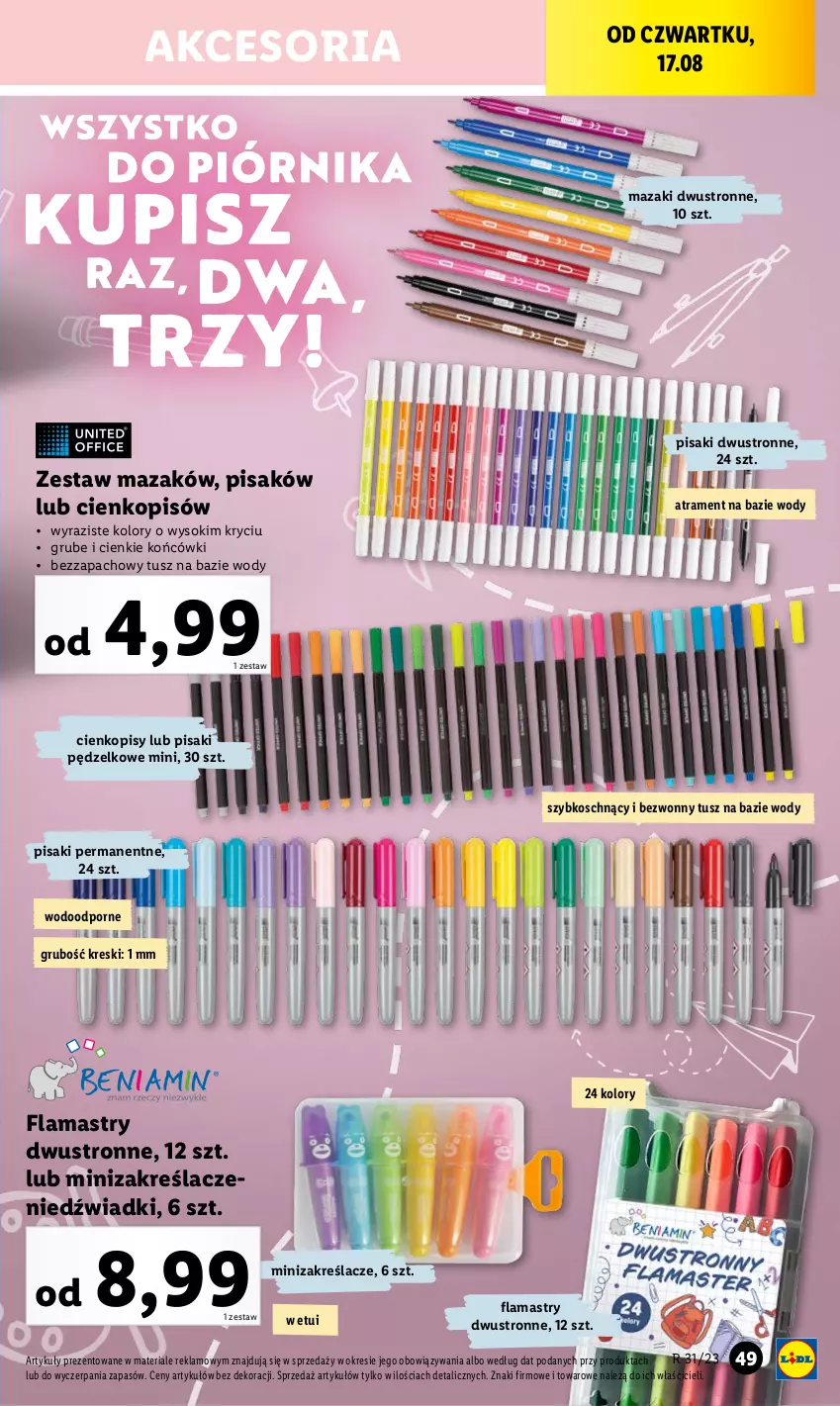 Gazetka promocyjna Lidl - KATALOG GOTOWI DO SZKOŁY - ważna 31.07 do 03.09.2023 - strona 71 - produkty: Flamastry, Por, Sok, Tusz