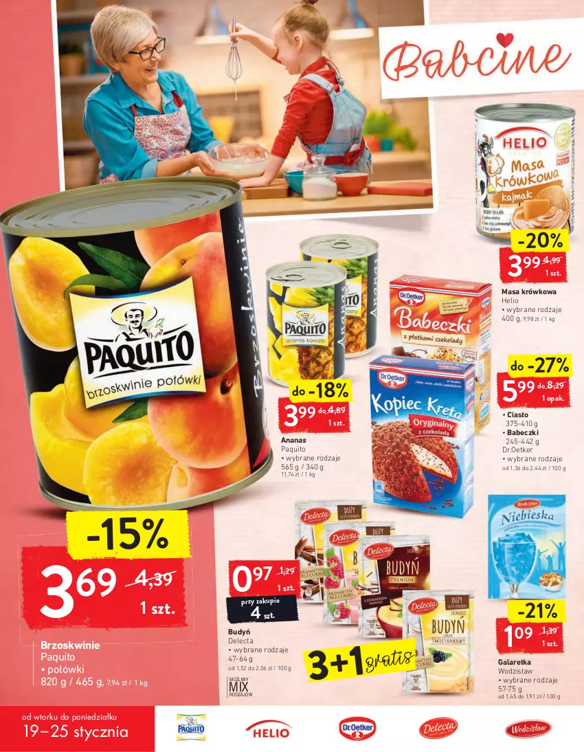 Gazetka promocyjna Intermarche - Dzień babci i dziadka - ważna 19.01 do 25.01.2021 - strona 10 - produkty: Ananas, Babeczki, Brzoskwinie, Budyń, Delecta, Gala, Galaretka, Helio, Masa krówkowa