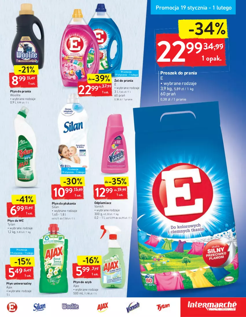 Gazetka promocyjna Intermarche - Dzień babci i dziadka - ważna 19.01 do 25.01.2021 - strona 31 - produkty: Ajax, Odplamiacz, Płyn do płukania, Płyn do prania, Płyn do szyb, Płyn do wc, Proszek do prania, Silan, Tytan, Vanish, Woolite