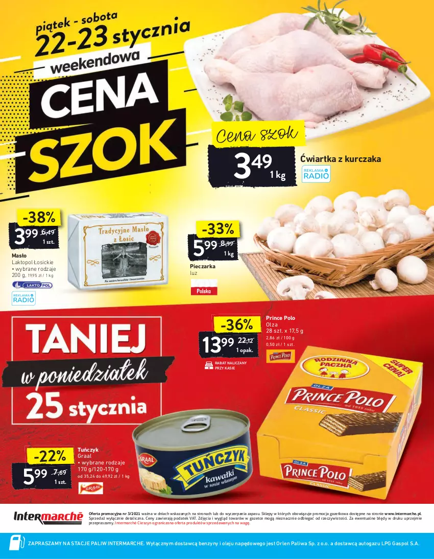 Gazetka promocyjna Intermarche - Dzień babci i dziadka - ważna 19.01 do 25.01.2021 - strona 32 - produkty: Gra, Graal, Kurczak, Masło, Olej, Piec, Pieczarka, Prince Polo, Top, Tuńczyk