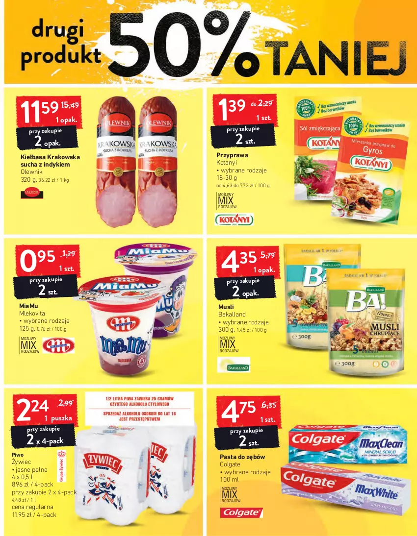 Gazetka promocyjna Intermarche - Dzień babci i dziadka - ważna 19.01 do 25.01.2021 - strona 5 - produkty: Bakalland, Colgate, Kiełbasa, Kiełbasa krakowska, LG, Mleko, Mlekovita, Mus, Olewnik, Pasta do zębów, Piwo