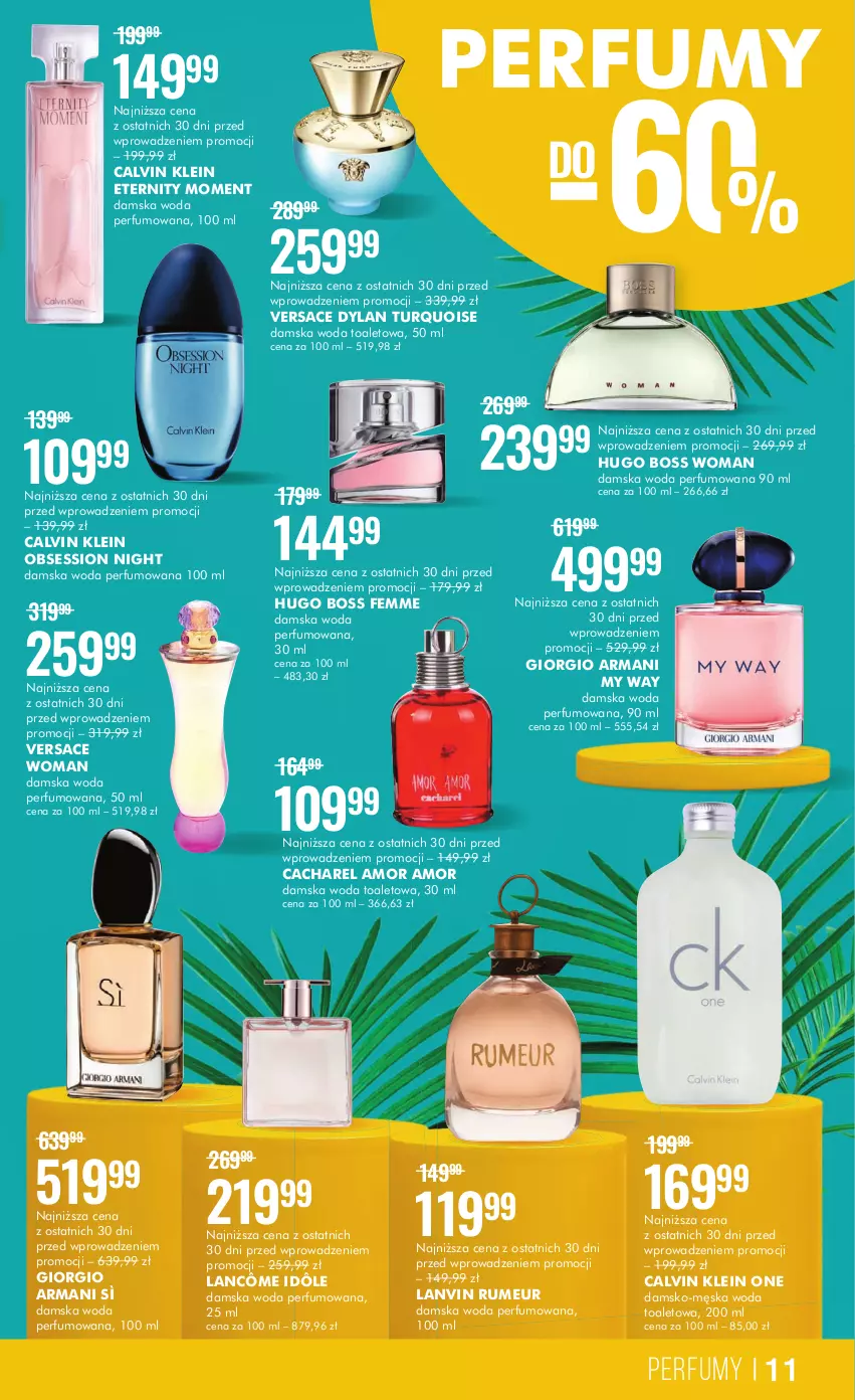 Gazetka promocyjna Super Pharm - Gazetka - ważna 13.07 do 26.07.2023 - strona 11 - produkty: Cacharel, Calvin Klein, Giorgio Armani, Hugo Boss, Lancôme, Lanvin, Perfum, Rum, SESSIO, Versace, Woda, Woda perfumowana, Woda toaletowa