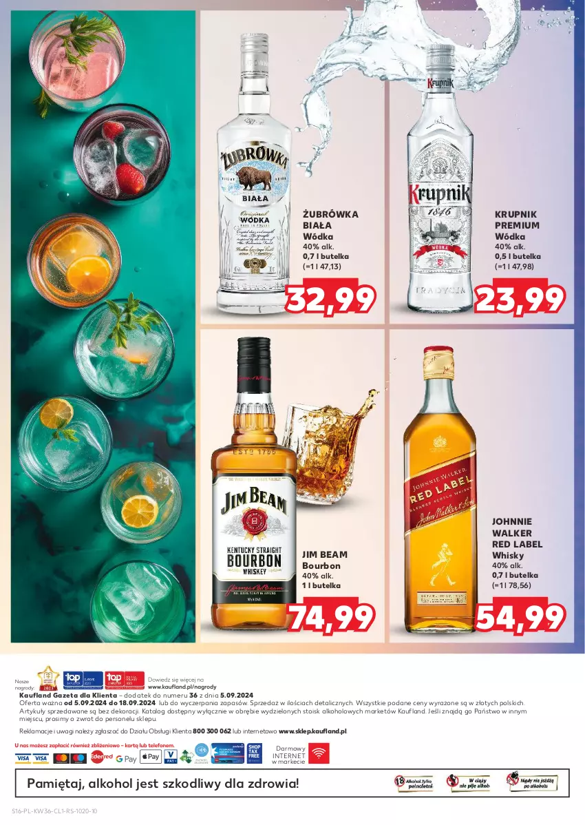 Gazetka promocyjna Kaufland - Barek Kauflandu - ważna 05.09 do 18.09.2024 - strona 16 - produkty: Bourbon, Jim Beam, Johnnie Walker, Krupnik, Mięta, Wagi, Whisky, Wódka