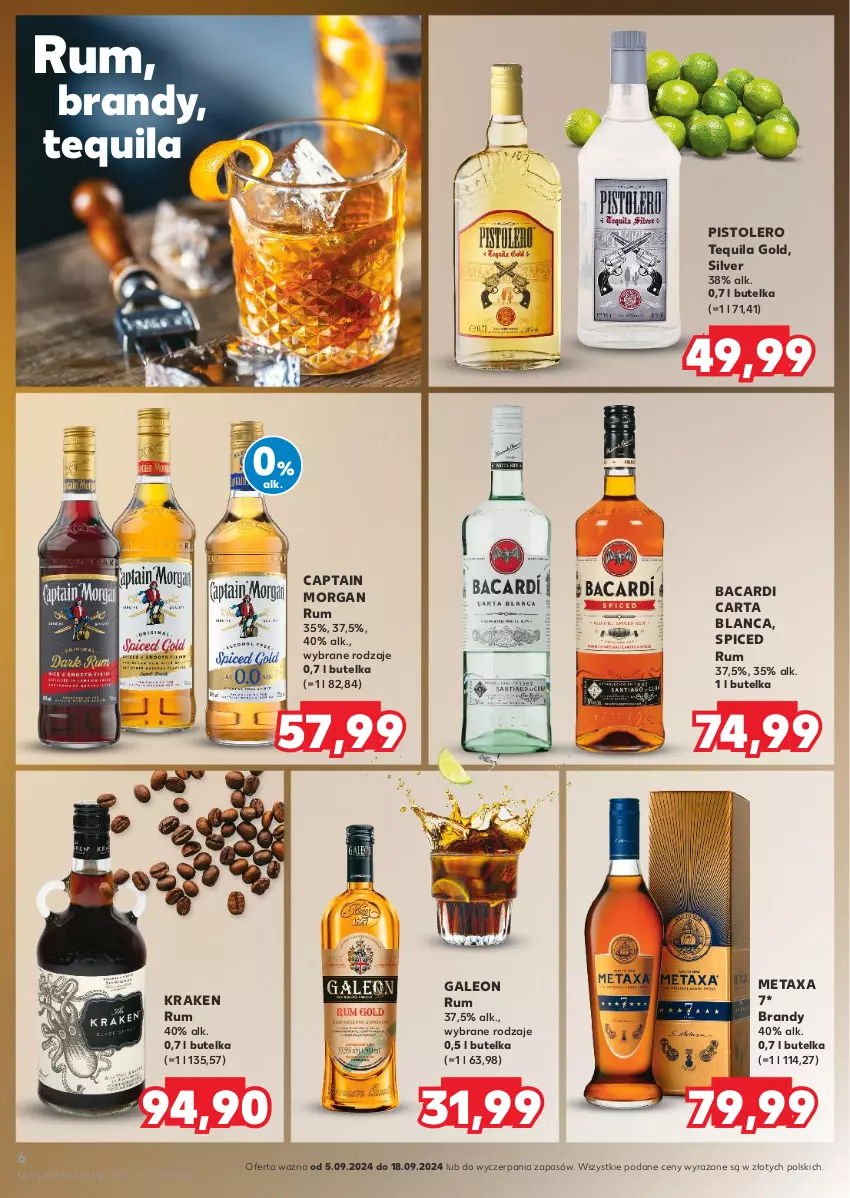 Gazetka promocyjna Kaufland - Barek Kauflandu - ważna 05.09 do 18.09.2024 - strona 6 - produkty: Bacardi, Brandy, Captain Morgan, Leon, Metaxa, Rum, Tequila