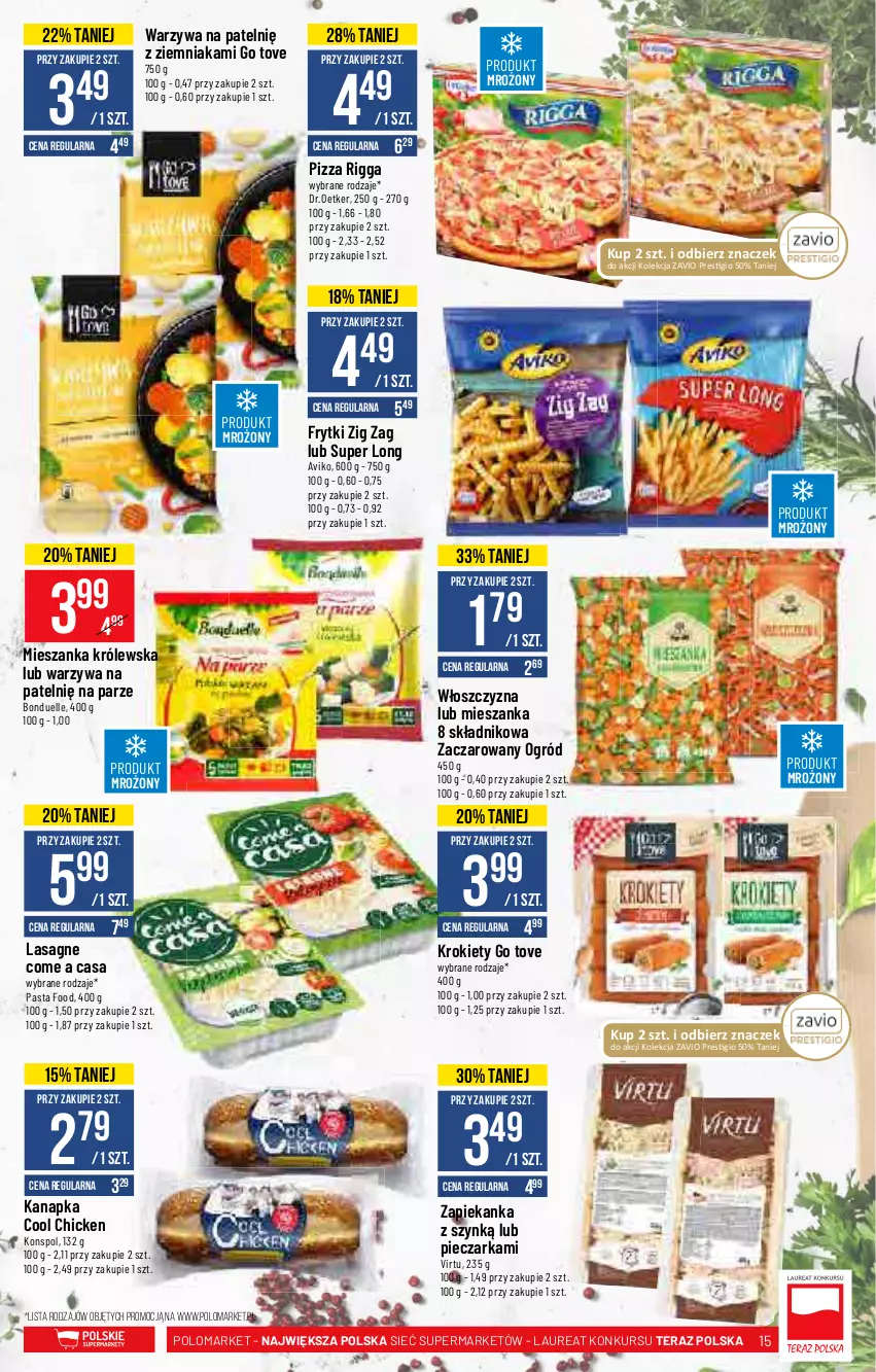 Gazetka promocyjna PoloMarket - Gazetka pomocyjna - ważna 29.09 do 05.10.2021 - strona 15 - produkty: Bonduelle, Frytki, Krokiety, Lasagne, Laur, Ogród, Piec, Pieczarka, Pizza, Tera, Virtu, Warzywa, Zapiekanka