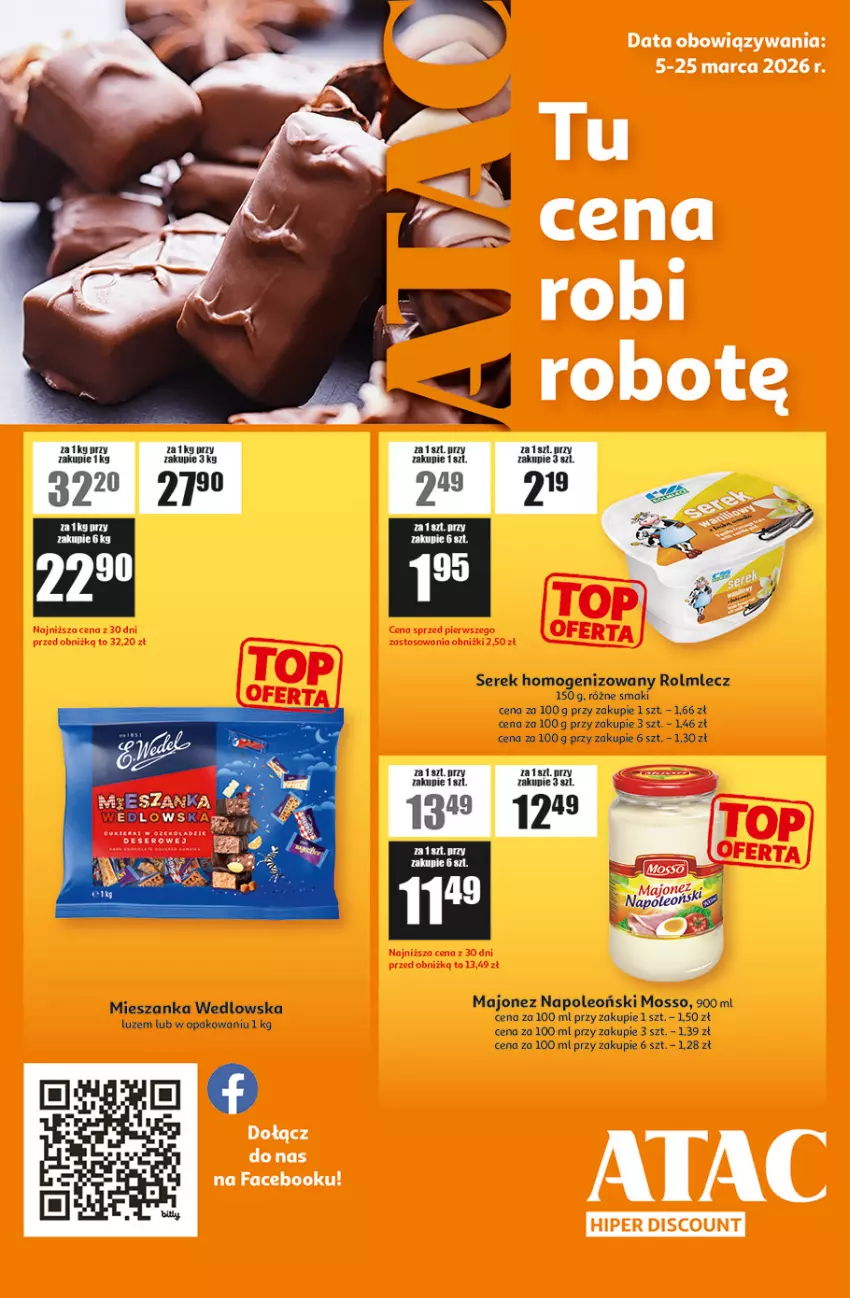 Gazetka promocyjna Auchan - Gazetka ATAC Hiper Discount - ważna 05.03 do 25.03.2026 - strona 1 - produkty: Deser, Fa, Majonez, Mieszanka wedlowska, Oleo, Rolmlecz, Ser, Serek, Serek homogenizowany