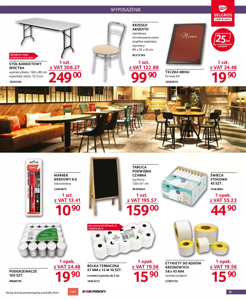 Gazetka promocyjna Selgros - Oferta gastronomiczna - ważna 25.08 do 07.09.2022 - strona 15 - produkty: Krzesło, Marker, Mop, Podgrzewacze, Rama, Siedzisko, Sok, Stół