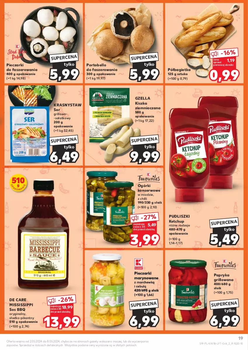 Gazetka promocyjna Kaufland - Gazetka tygodnia - ważna 02.05 do 08.05.2024 - strona 19 - produkty: Bagietka, Bell, Fa, Gin, Grill, Ketchup, Ogórki konserwowe, Papryka, Papryka grillowana, Piec, Półbagietka, Por, Portobello, Pudliszki, Sałat, Ser, Sos