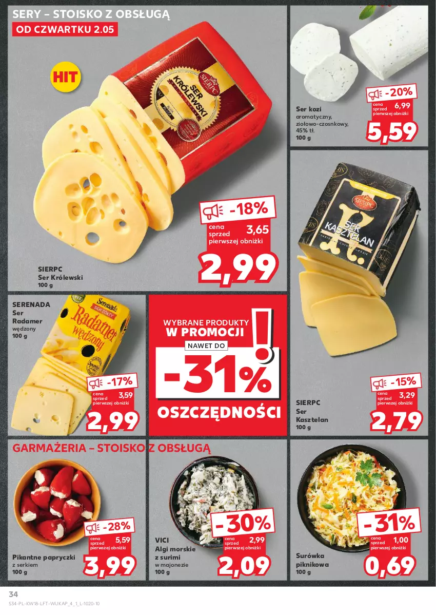 Gazetka promocyjna Kaufland - Gazetka tygodnia - ważna 02.05 do 08.05.2024 - strona 34 - produkty: Kasztelan, Królewski, LG, Majonez, Radamer, Ser, Ser Kasztelan, Ser kozi, Surimi, Surówka