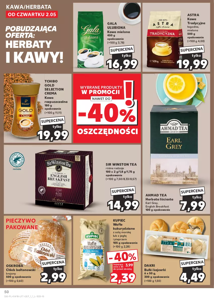 Gazetka promocyjna Kaufland - Gazetka tygodnia - ważna 02.05 do 08.05.2024 - strona 50 - produkty: Chleb, Earl Grey, Fa, Gala, Herbata, Kawa, Kawa mielona, Kawa rozpuszczalna, Kupiec, Piec, Pieczywo, Pieprz, Tchibo, Wafle, Winston