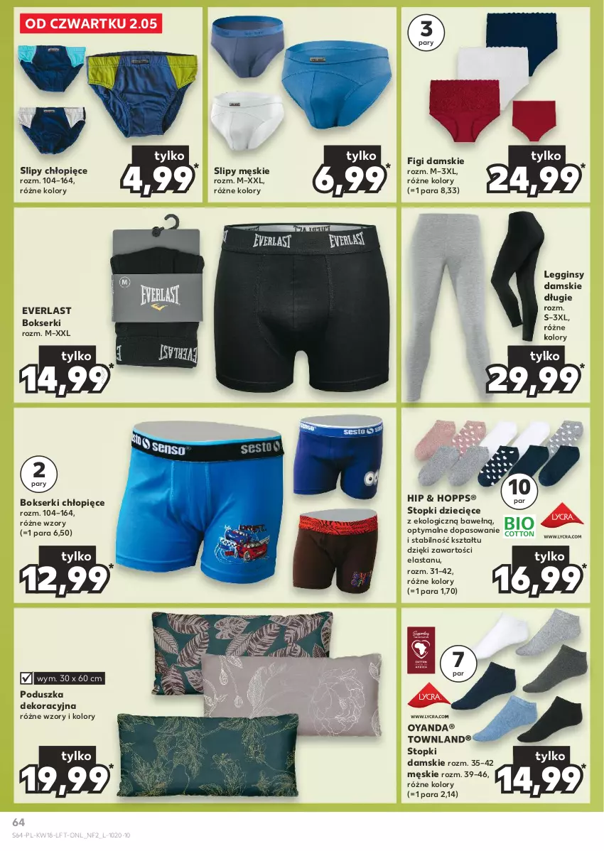 Gazetka promocyjna Kaufland - Gazetka tygodnia - ważna 02.05 do 08.05.2024 - strona 64 - produkty: Bokserki, Dzieci, Figi, Gin, Legginsy, Poduszka, Poduszka dekoracyjna, Ser, Slipy, Top