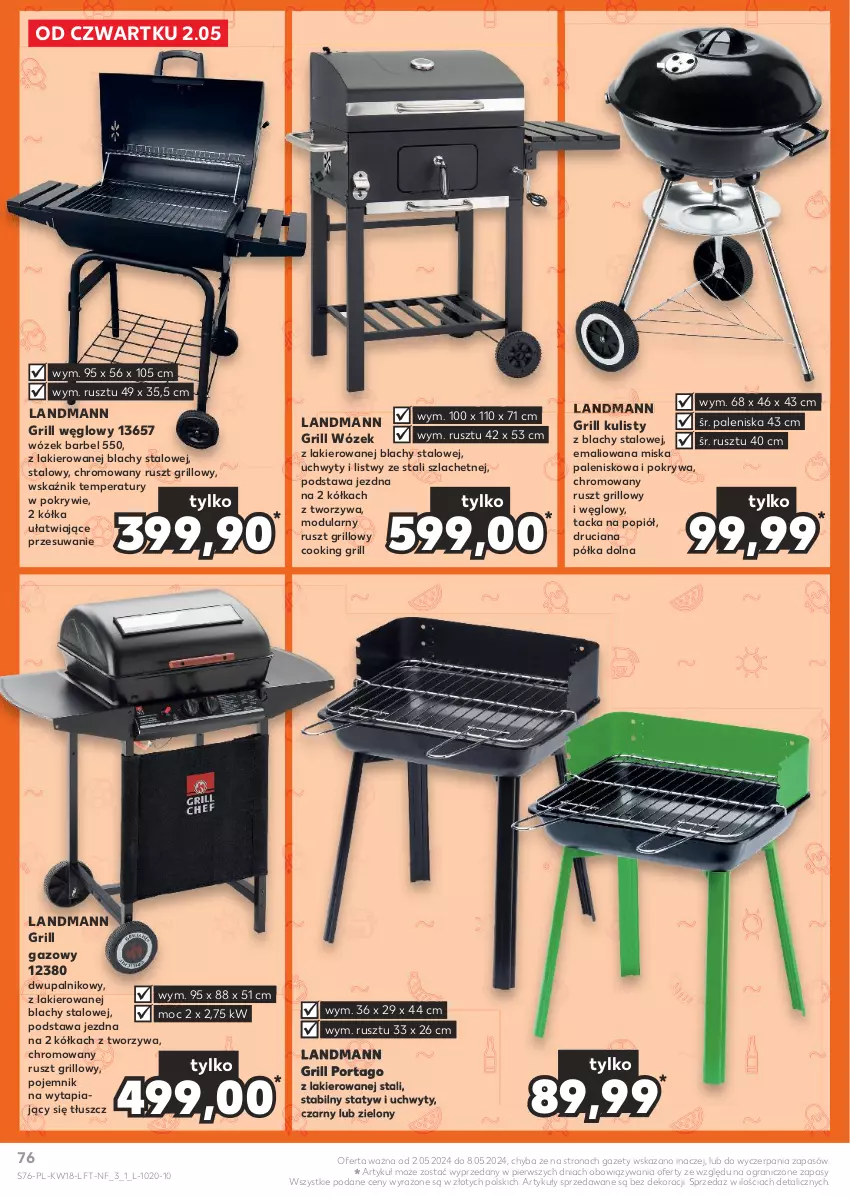 Gazetka promocyjna Kaufland - Gazetka tygodnia - ważna 02.05 do 08.05.2024 - strona 76 - produkty: Gra, Grill, Grill gazowy, Lakier, Miska, Palenisko, Pojemnik, Pokrywa, Półka, Por, Tago, Uchwyty, Wózek