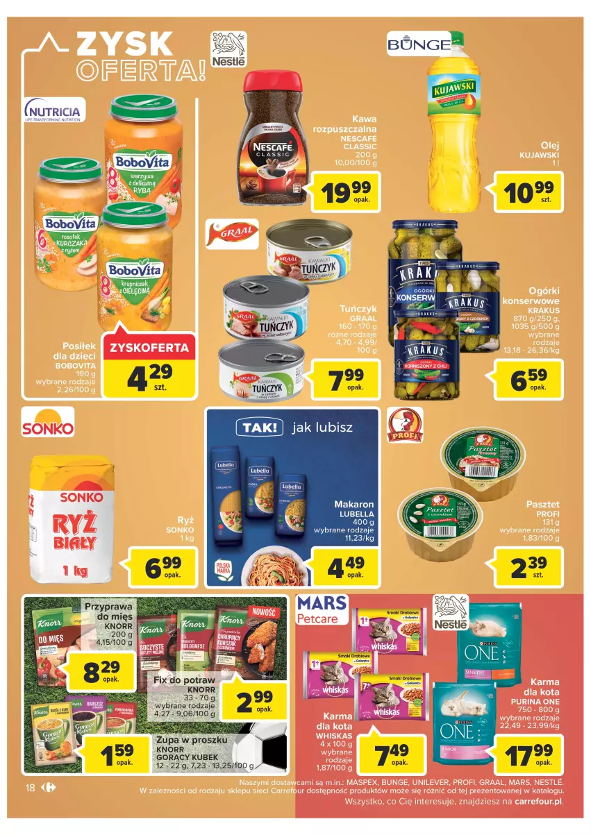 Gazetka promocyjna Carrefour - Gazetka Carrefour - ważna 22.11 do 03.12.2022 - strona 20 - produkty: BoboVita, Dzieci, Gra, Graal, Kawa, Kawa rozpuszczalna, Krakus, Kujawski, Mars, Pasztet, Pur, Purina, Ser, Whiskas