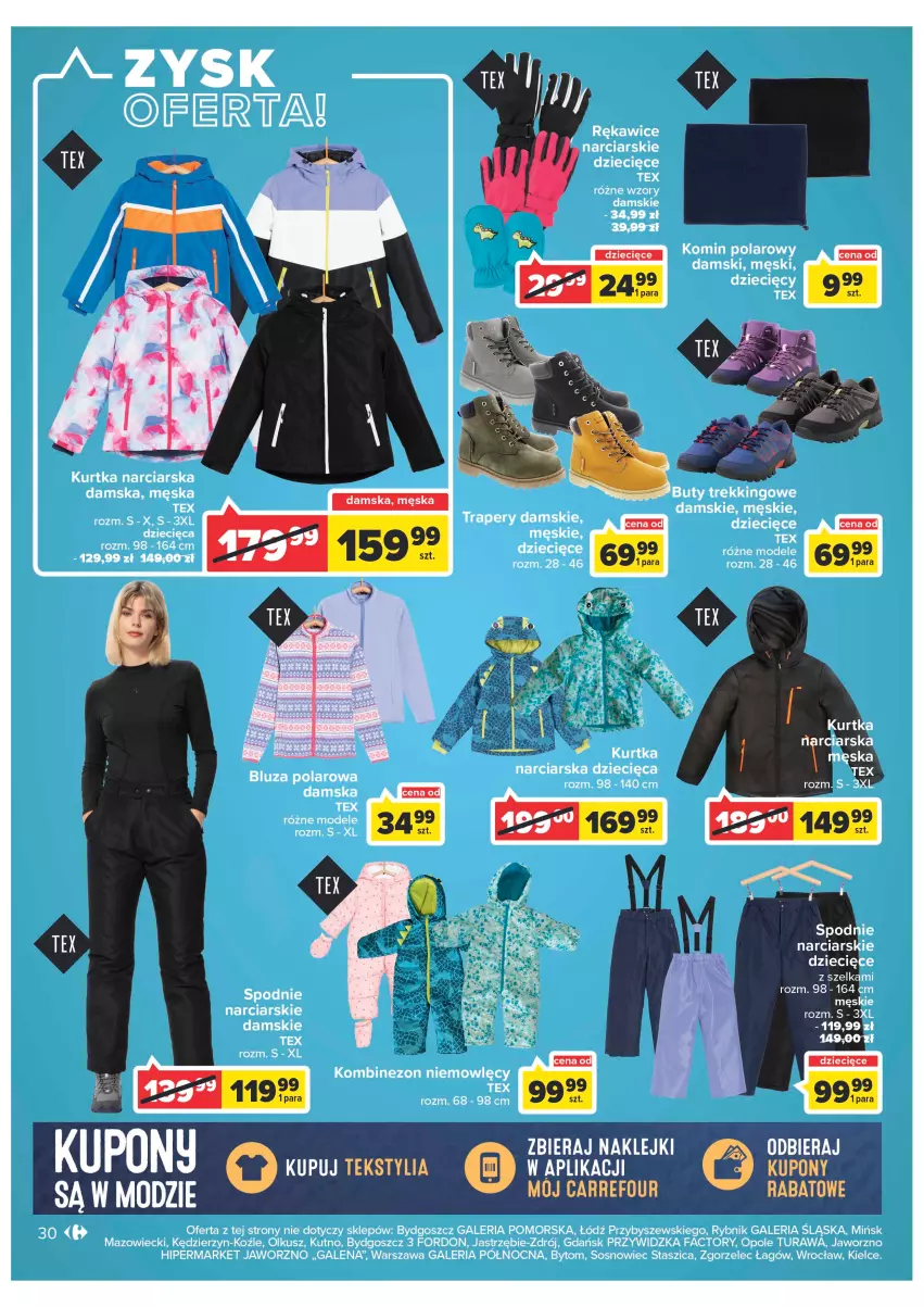 Gazetka promocyjna Carrefour - Gazetka Carrefour - ważna 22.11 do 03.12.2022 - strona 32 - produkty: Bluza, Bluza polarowa, Buty, Dzieci, Fa, Kombinezon, Kurtka, Sos, Spodnie