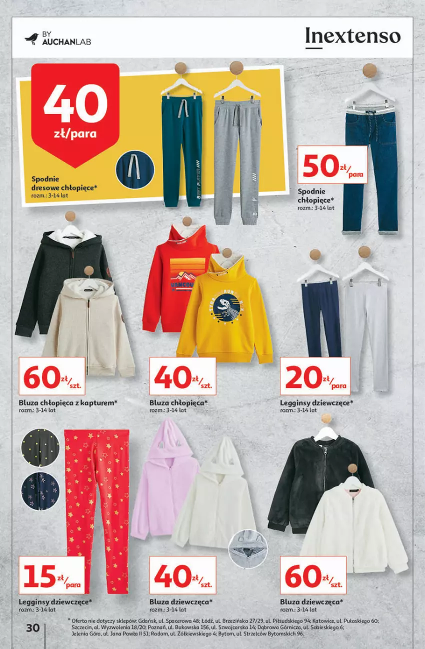 Gazetka promocyjna Auchan - Hiperoszczędzanie z markami Auchan Hipermarkety - ważna 30.09 do 06.10.2021 - strona 30 - produkty: Acer, Bluza, Cars, Dres, Gin, Legginsy