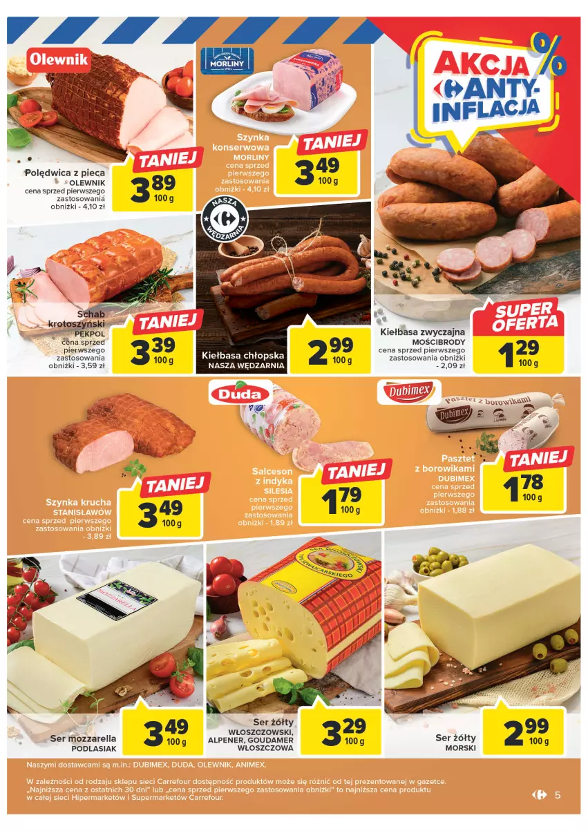 Gazetka promocyjna Carrefour - Gazetka Targ świeżości - ważna 13.02 do 18.02.2023 - strona 8 - produkty: Gouda, Kiełbasa, Mozzarella, Olewnik, Piec, Polędwica, Ser, Waga, Włoszczowski