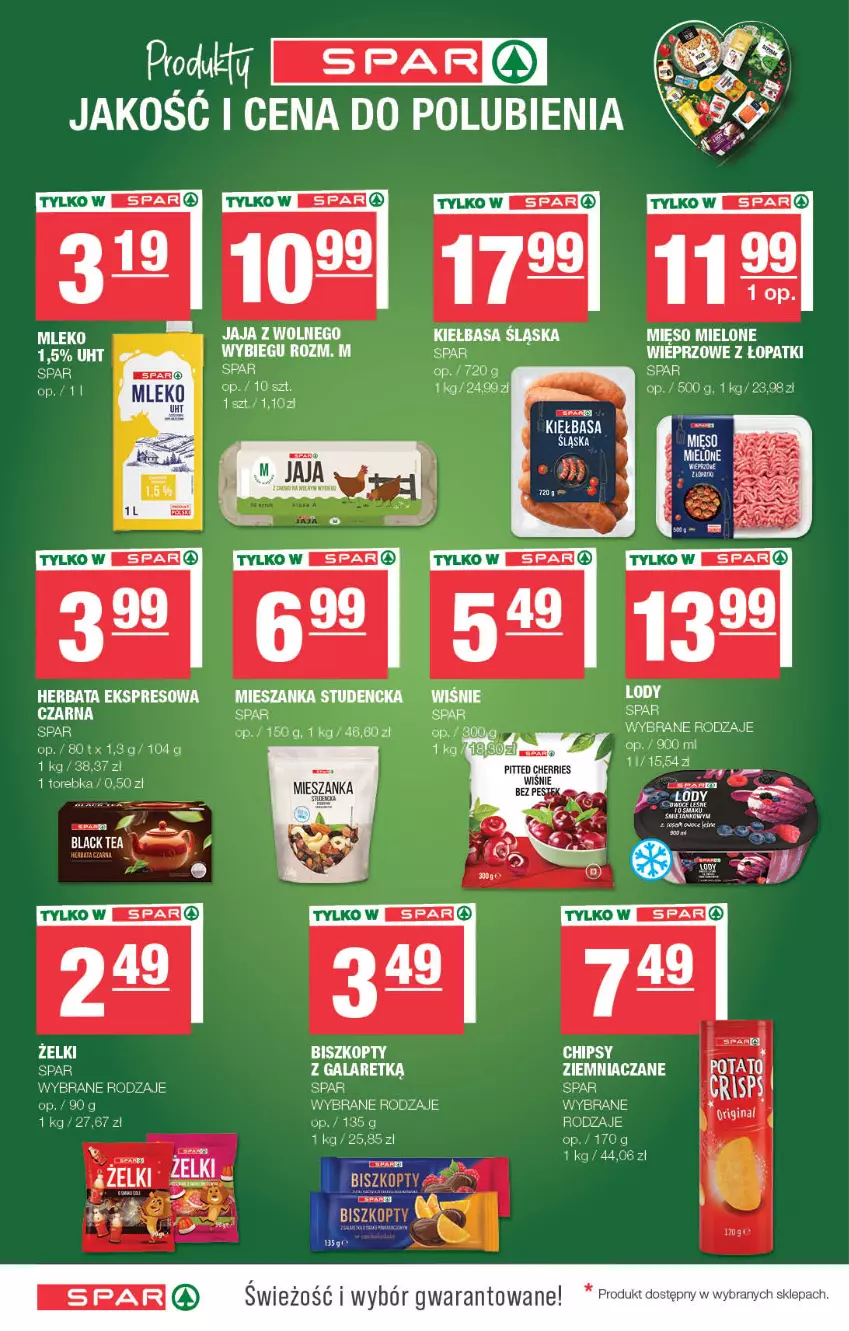 Gazetka promocyjna Spar - Spar - ważna 18.05 do 28.05.2025 - strona 6 - produkty: Biszkopty, Chipsy, Gala, Herbata, Jaja, Mięso, Mięso mielone, Mleko, Pajac, Torebka