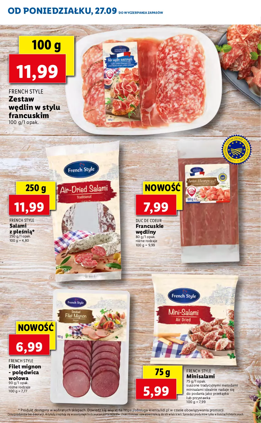 Gazetka promocyjna Lidl - KATALOG W STYLU FRANCUSKIM - ważna 27.09 do 01.10.2021 - strona 11 - produkty: Polędwica, Polędwica wołowa, Salami