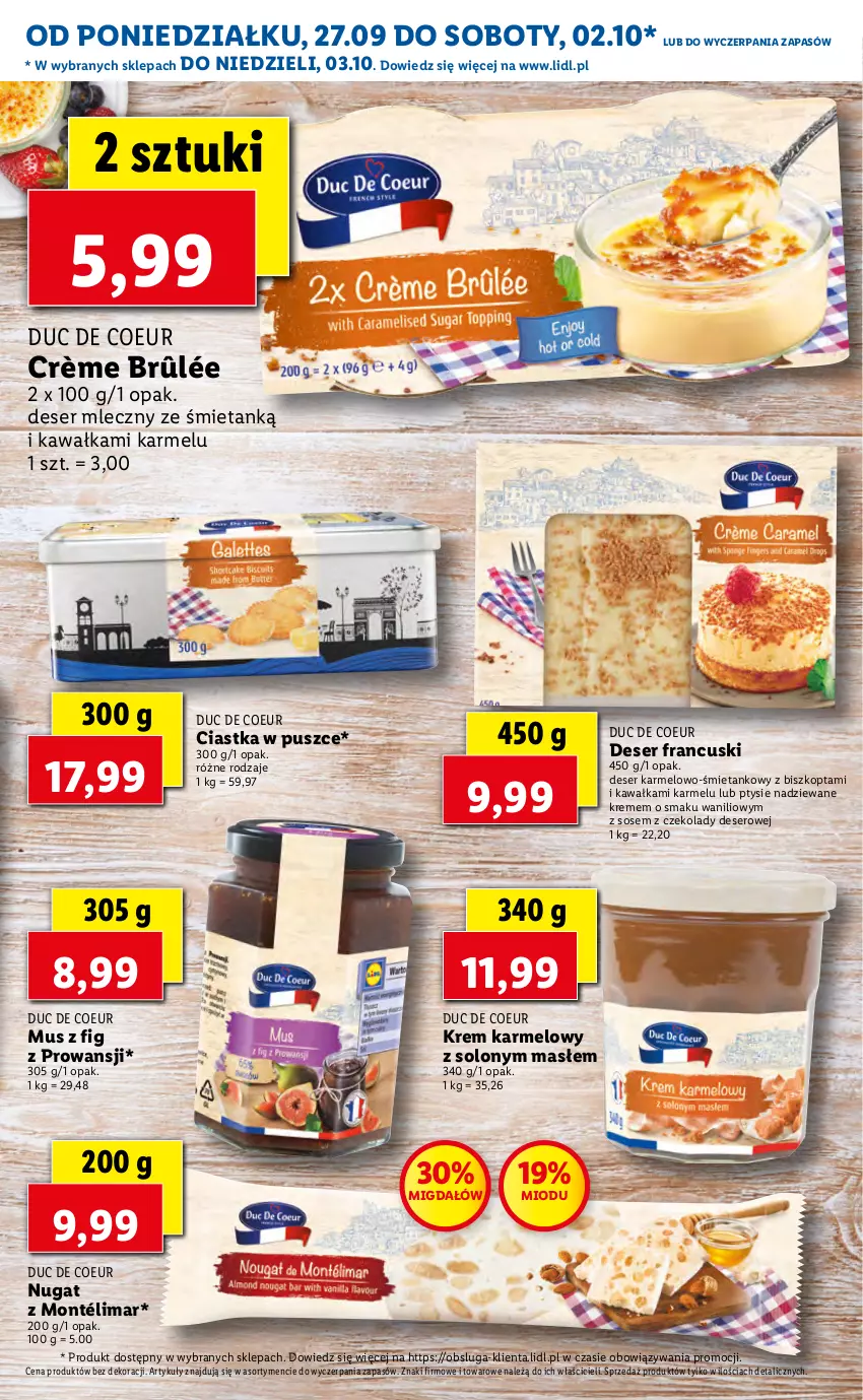 Gazetka promocyjna Lidl - KATALOG W STYLU FRANCUSKIM - ważna 27.09 do 01.10.2021 - strona 17 - produkty: Ciastka, Crème brûlée, Deser, Deser mleczny, Kawa, Mus, Ser, Sos