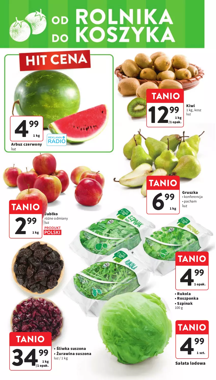 Gazetka promocyjna Intermarche - Gazetka Intermarche - ważna 11.04 do 17.04.2024 - strona 16 - produkty: Arbuz, Kiwi, Kosz, Roszponka, Rukola, Sałat, Sałata lodowa, Szpinak