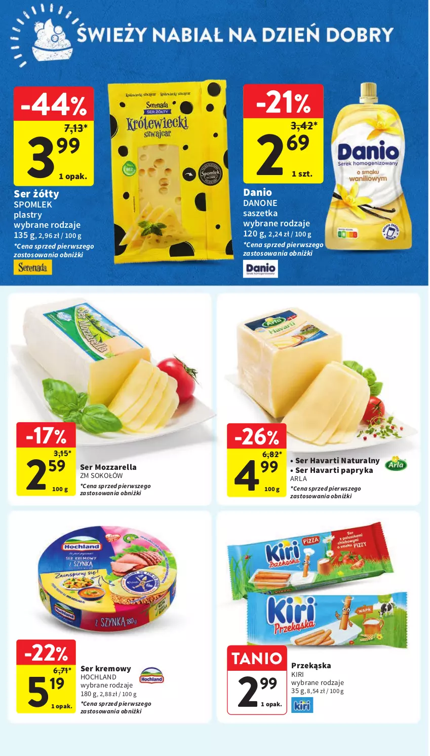 Gazetka promocyjna Intermarche - Gazetka Intermarche - ważna 11.04 do 17.04.2024 - strona 24 - produkty: Danio, Danone, Havarti, Hochland, Mozzarella, Papryka, Ser, Sok, Sokołów