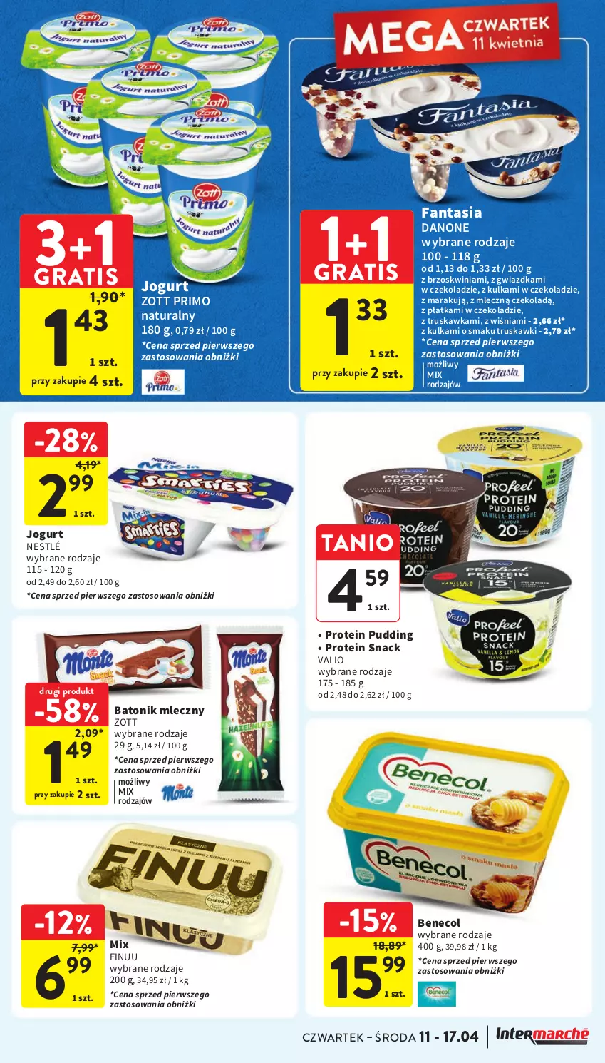 Gazetka promocyjna Intermarche - Gazetka Intermarche - ważna 11.04 do 17.04.2024 - strona 25 - produkty: Baton, Benecol, Danone, Fa, Fanta, Finuu, Gra, Jogurt, Nestlé, Pudding, Tonik, Truskawki, Zott, Zott Primo