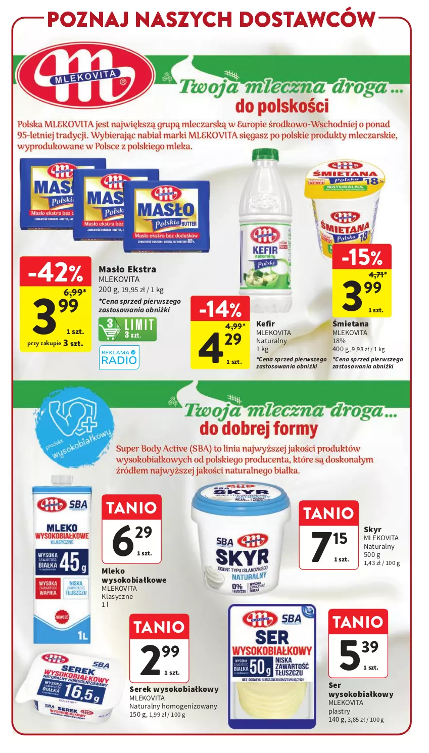 Gazetka promocyjna Intermarche - Gazetka Intermarche - ważna 11.04 do 17.04.2024 - strona 26 - produkty: Kefir, Masło, Mleko, Mlekovita, Ser, Serek, Sok