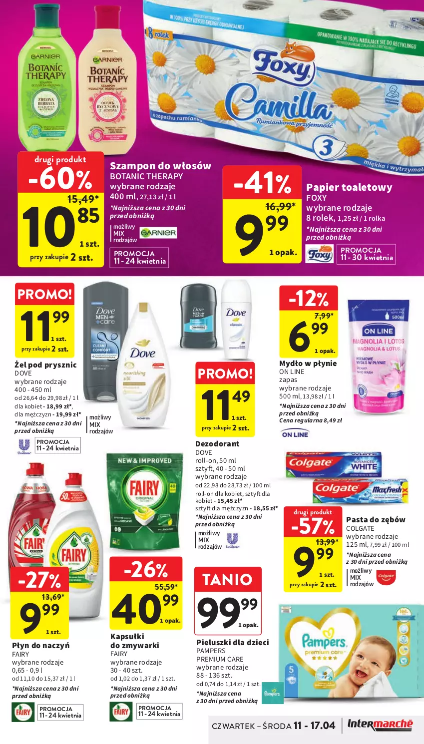 Gazetka promocyjna Intermarche - Gazetka Intermarche - ważna 11.04 do 17.04.2024 - strona 37 - produkty: Colgate, Dezodorant, Dove, Dzieci, Fa, Fairy, Foxy, LG, Mydło, Mydło w płynie, Pampers, Papier, Papier toaletowy, Pasta do zębów, Szampon, Zmywarki