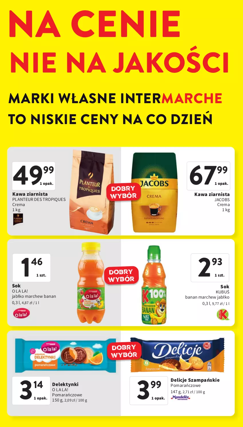 Gazetka promocyjna Intermarche - Gazetka Intermarche - ważna 11.04 do 17.04.2024 - strona 9 - produkty: Delicje, Jacobs, Kawa, Kawa ziarnista, Kubuś, Sok