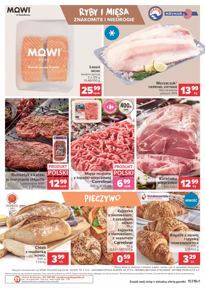 Gazetka promocyjna Carrefour - Gazetka Targi świeżości - ważna 02.08 do 09.08.2021 - strona 2 - produkty: Chleb, Glazura, Kajzerka, Karkówka wieprzowa, Lazur, Mięso, Mięso mielone, Mięso mielone z łopatki wieprzowej, Piec, Pieczywo, Por, Rogal, Rum, Ser, Sezam