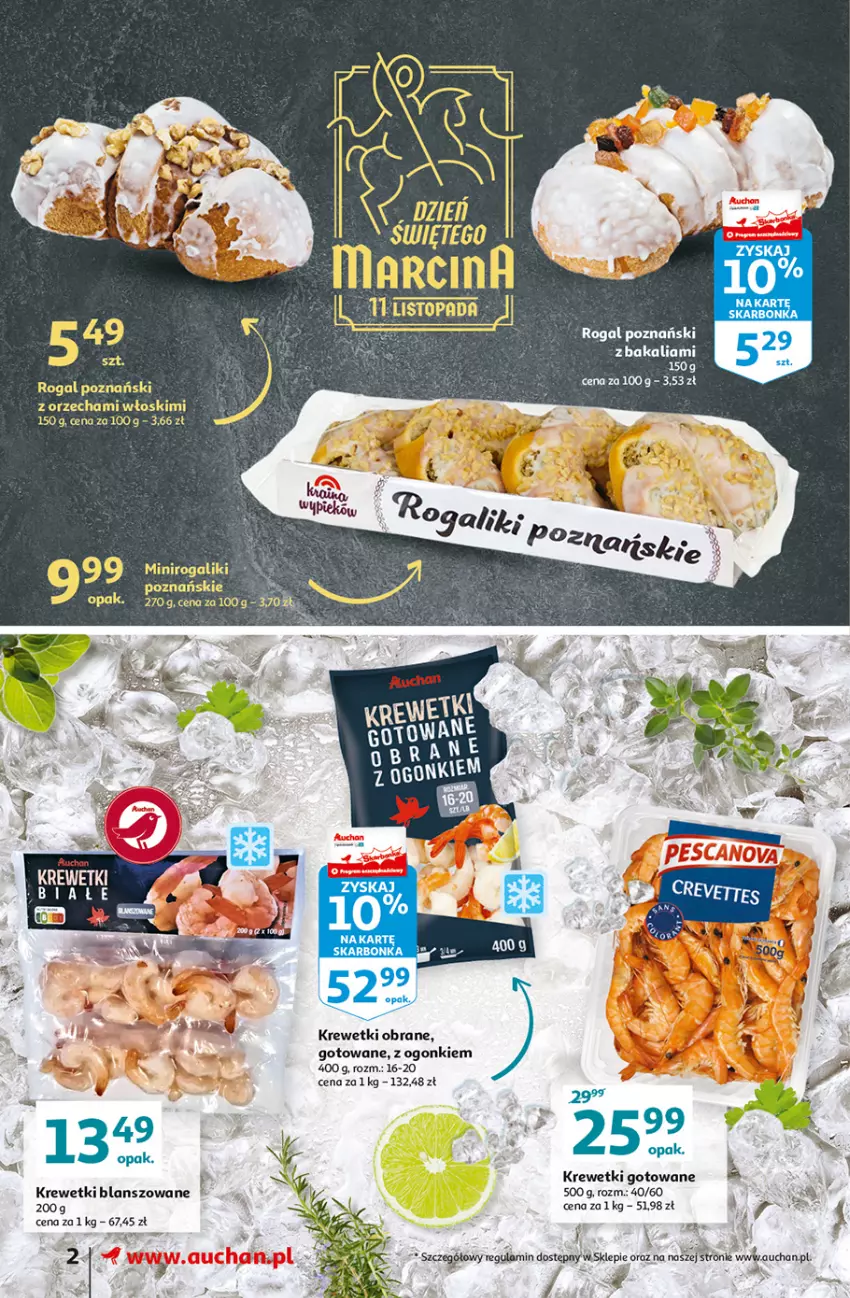 Gazetka promocyjna Auchan - Jesienne superokazje Supermarkety - ważna 04.11 do 10.11.2021 - strona 2 - produkty: Krewetki, Rogal, Top