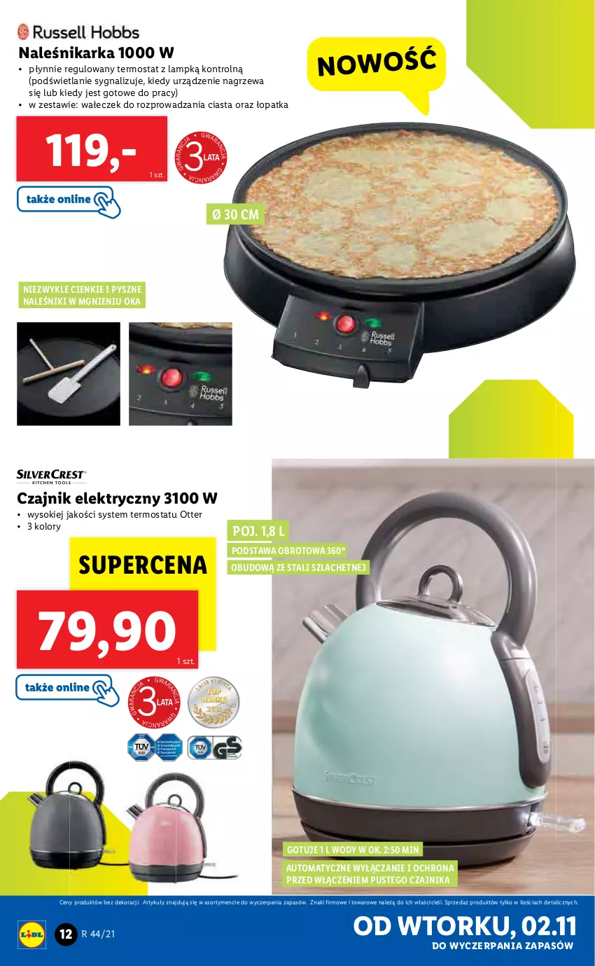 Gazetka promocyjna Lidl - GAZETKA - ważna 02.11 do 07.11.2021 - strona 12 - produkty: Czajnik, Naleśniki, Sok, Termos