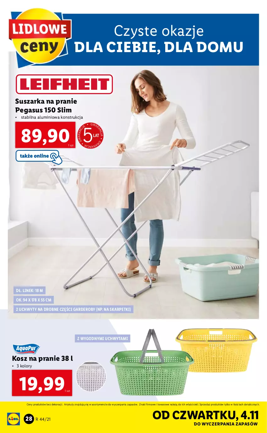 Gazetka promocyjna Lidl - GAZETKA - ważna 02.11 do 07.11.2021 - strona 28 - produkty: Asus, Karp, Kosz, Skarpetki, Suszarka, Suszarka na pranie, Uchwyty