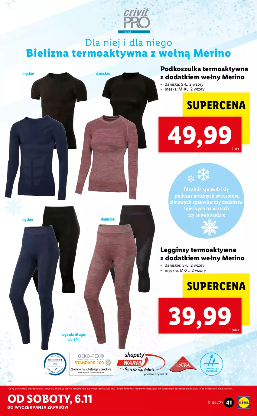 Gazetka promocyjna Lidl - GAZETKA - ważna 02.11 do 07.11.2021 - strona 41 - produkty: Acer, Bielizna, Gin, Kosz, Koszulka, Koszulka termoaktywna, Legginsy, Snowboard, Szal