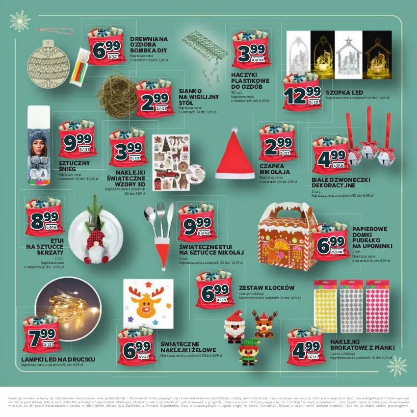 Gazetka promocyjna Stokrotka - Katalog Mikołajki! - ważna 20.11 do 10.12.2025 - strona 13 - produkty: Czapka, Czapka Mikołaja, Haczyk, Klej, Mięso, Owoce, Ozdoba, Papier, Pudełko, Skrzat, Stół, Warzywa