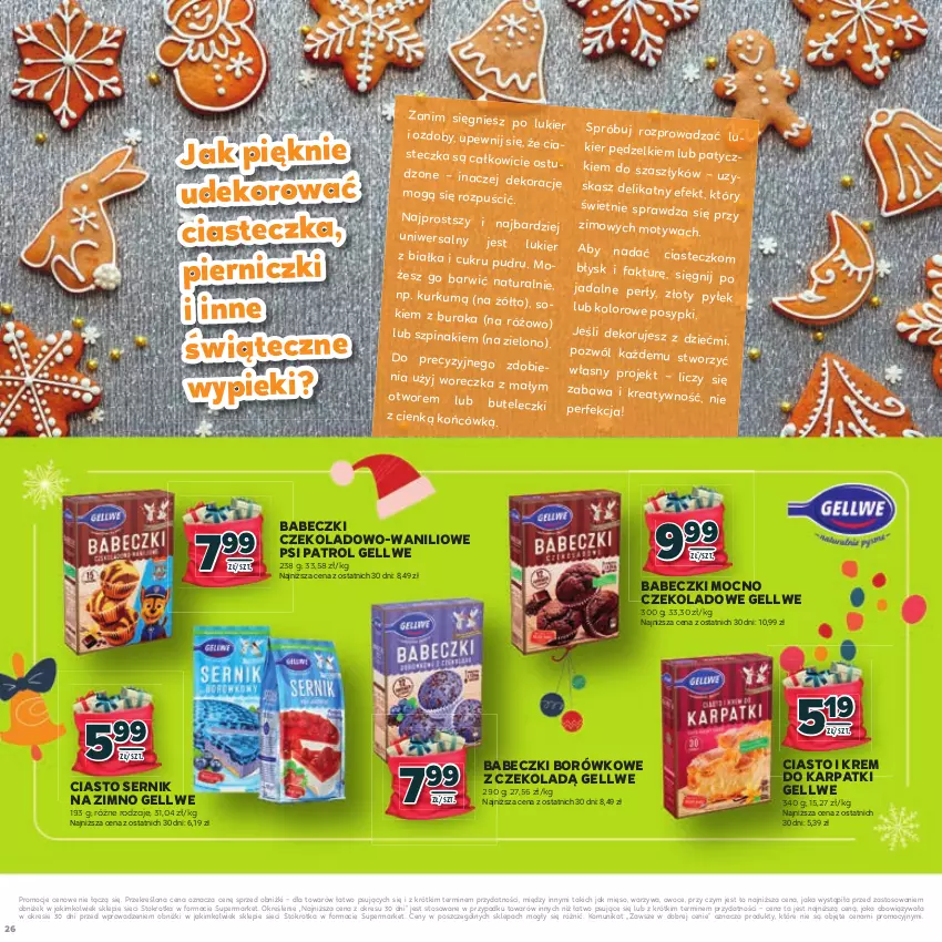 Gazetka promocyjna Stokrotka - Katalog Mikołajki! - ważna 20.11 do 10.12.2025 - strona 26 - produkty: Babeczki, Ciasto sernik, Fa, Karp, Krem do karpatki, Mięso, Owoce, Psi Patrol, Ser, Szpinak, Warzywa